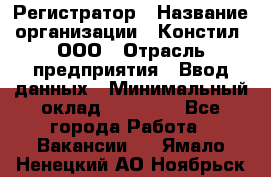 Регистратор › Название организации ­ Констил, ООО › Отрасль предприятия ­ Ввод данных › Минимальный оклад ­ 22 000 - Все города Работа » Вакансии   . Ямало-Ненецкий АО,Ноябрьск г.